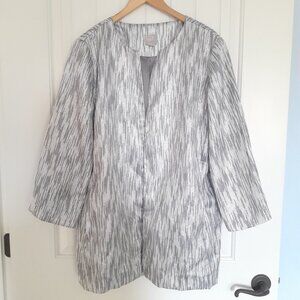 Chico's Travelers Textured Lurex Jacket Gray Silver Size 3/Size XL/Size 16